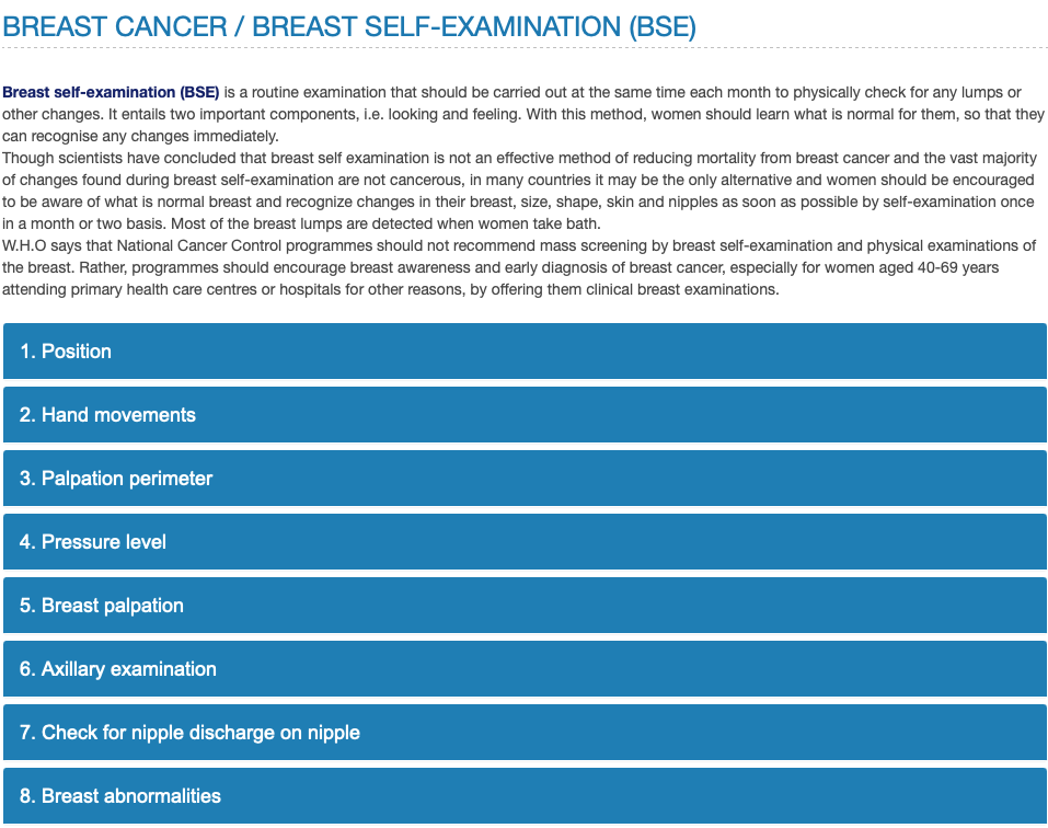

<!-- THEME DEBUG -->
<!-- THEME HOOK: 'field' -->
<!-- FILE NAME SUGGESTIONS:
   ▪️ field--node--title--pin.html.twig
   ✅ field--node--title.html.twig
   ▪️ field--node--pin.html.twig
   ▪️ field--title.html.twig
   ▪️ field--string.html.twig
   ▪️ field.html.twig
-->
<!-- 💡 BEGIN CUSTOM TEMPLATE OUTPUT from 'themes/custom/whokap/templates/field/field--node--title.html.twig' -->
BREAST CANCER / BREAST SELF-EXAMINATION (BSE)
<!-- END CUSTOM TEMPLATE OUTPUT from 'themes/custom/whokap/templates/field/field--node--title.html.twig' -->

