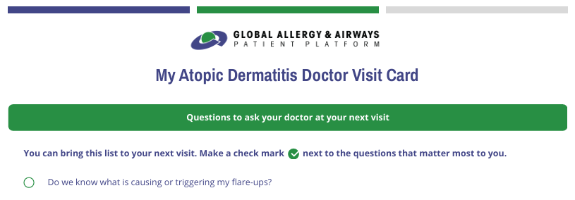  Atopic Dermatitis Doctor Visit Card