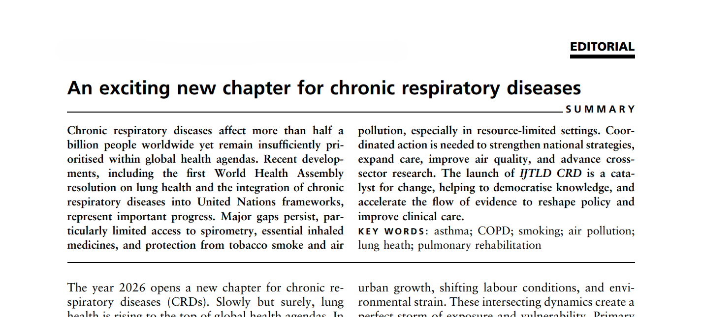 New publication: An exciting new chapter for chronic respiratory diseases (IJTLD CRD Editorial)