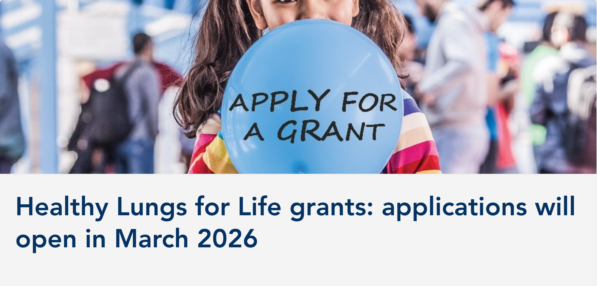Healthy Lungs for Life grants 2026 – applications open in March