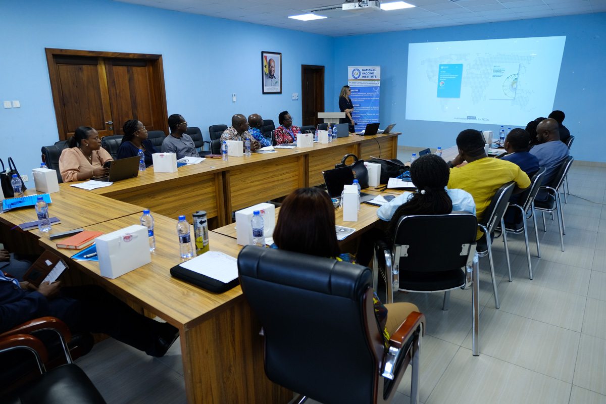 Participants of the Multisectoral National Steering Committee on NCDs at a briefing held in April 2026 in Accra, Ghana. Photo: WHO/Samuel Sieber