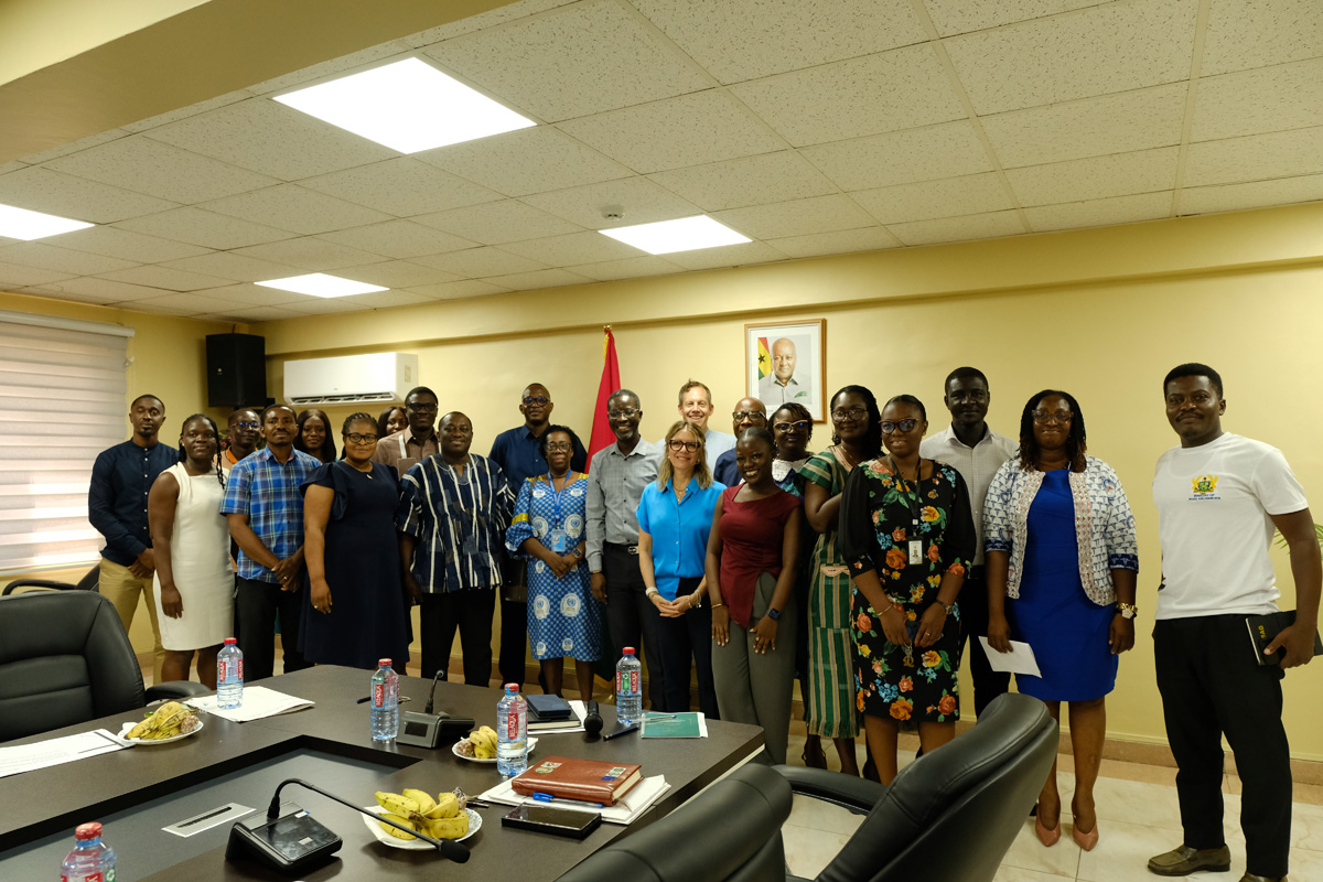 As part of the initial country mission, the WHO team and representatives of the Ministry of Health visited the Ministry of Roads and Highways, among other ministries. Photo: WHO/Samuel Sieber