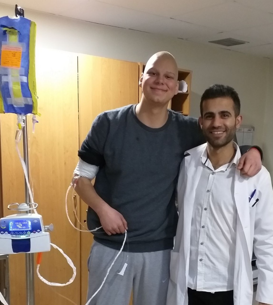 Captured on my last evening at the Basma Pediatric Oncology Unit, alongside a dedicated medical professional. A moment filled with relief, deep gratitude, and hope for the future after completing chemotherapy.