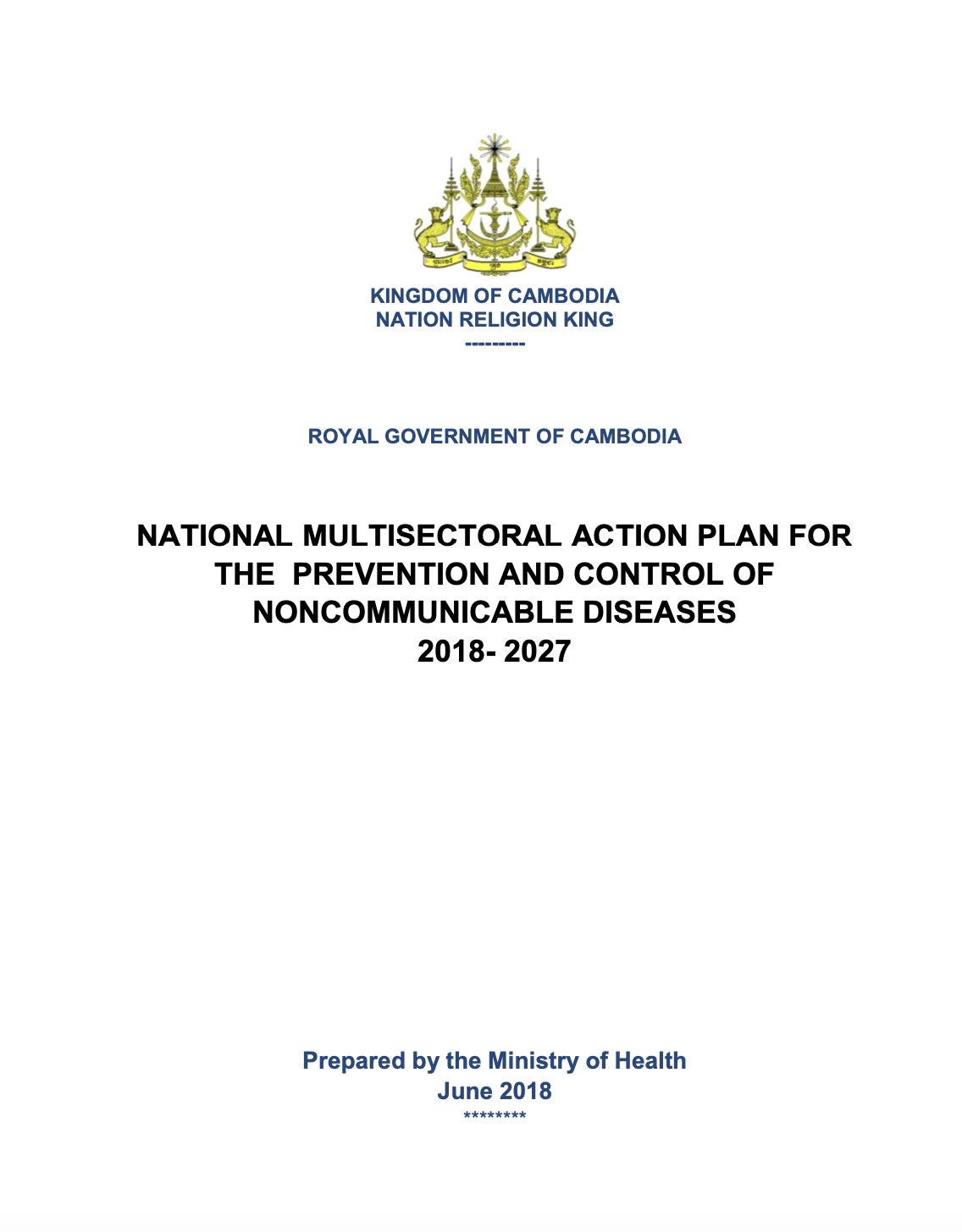 Cambodia National Multisectoral Action Plan for the Prevention and Control of Noncommunicable Diseases
